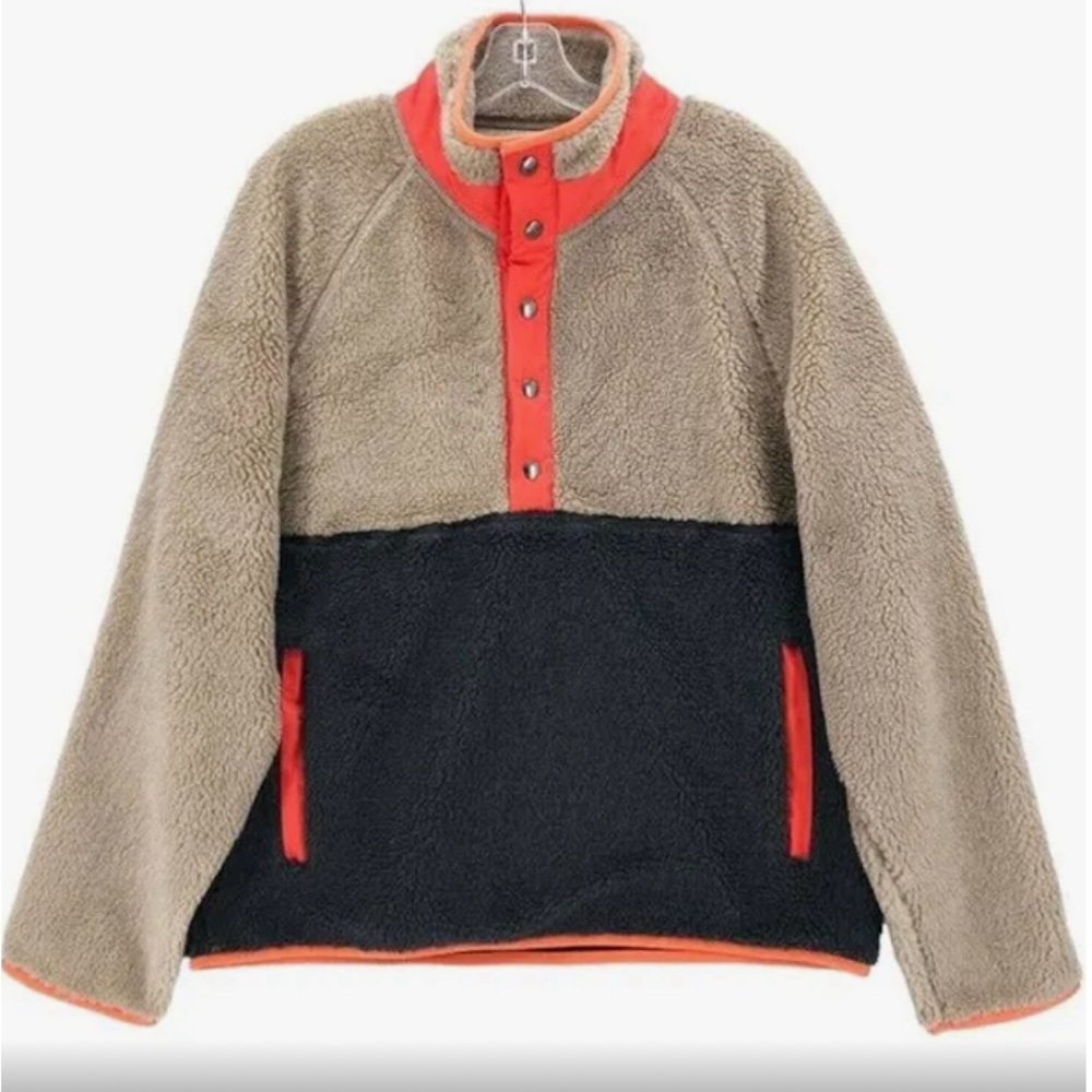 Todd Snyder Sherpa Colorblock Snap Mock Fleece Jacket Pullover (Men’s Medium)